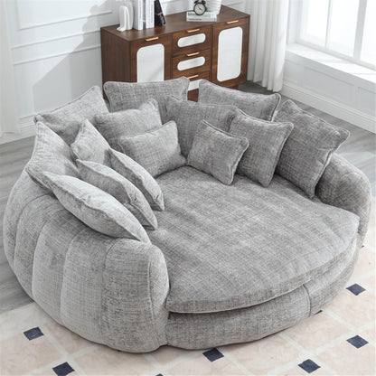 كرسي شيز لونج دائري كبير مبطن مع وسائد - Oversized Chaise