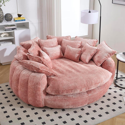 كرسي شيز لونج دائري كبير مبطن مع وسائد - Oversized Chaise